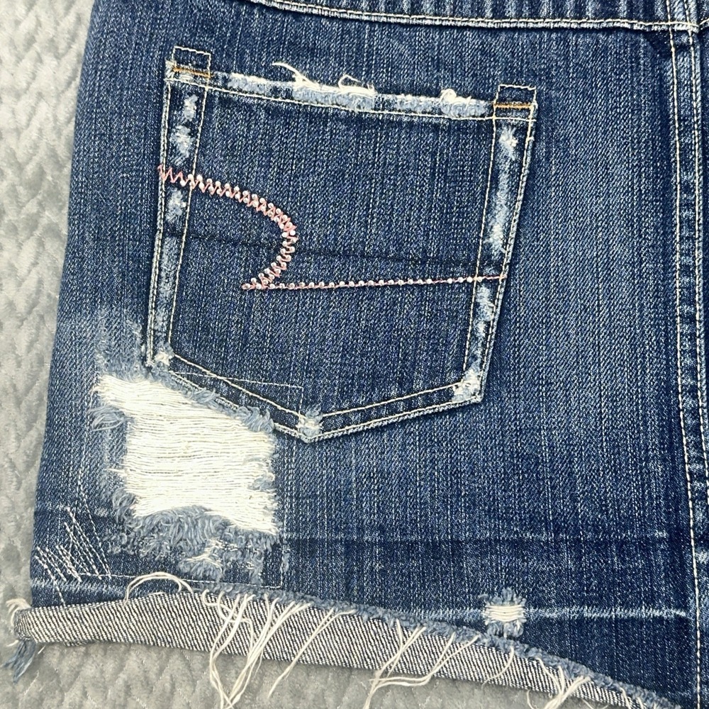 Vintage American Eagle Skirt 8 Y2K Crystal Embellished Distressed Micro Mini - Picture 10 of 11